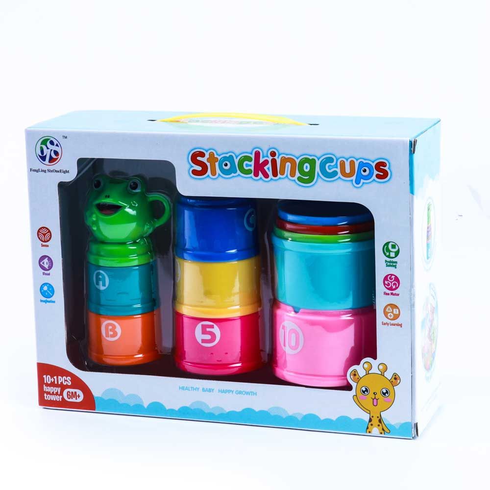 Colorful Nesting & Stacking Cups Tower with Numbers and ABC Characters Learning Toys for Toodlers 618-26