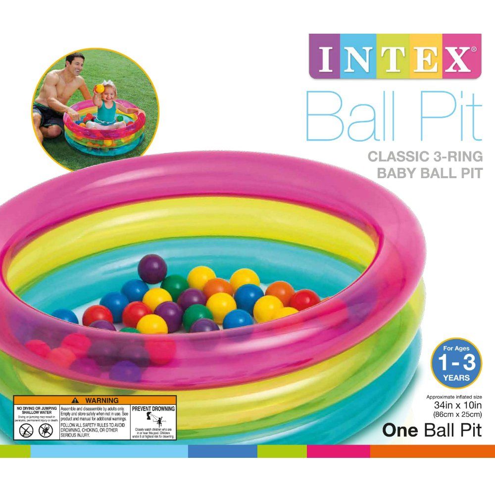 Buy Intex 3 Ring Baby Ball Pit with Multicolour Ball for Kids 48674 in