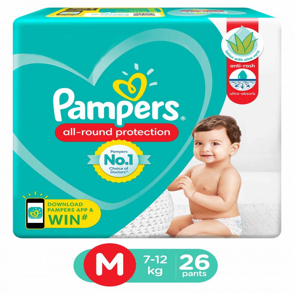 Buy Pampers All round Protection Pants, Medium size (MD) 26 Count, Anti ...