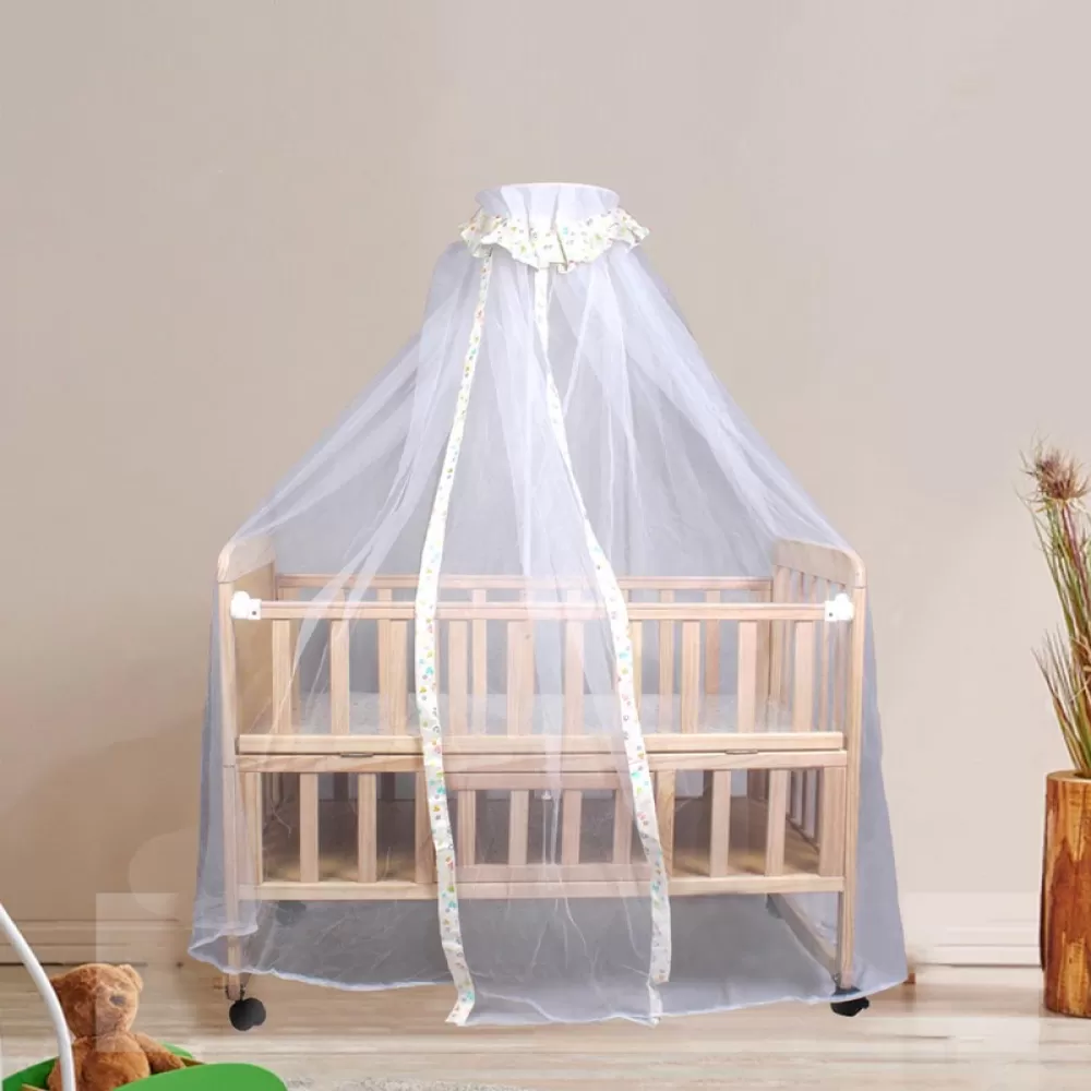 Tiffy & Toffee Drowsy 9 in 1 Baby Wooden Cot / Crib / Cradle with Mosquito Net & Mattress | Convertible, Rocking, Extending Length, Storage 5455