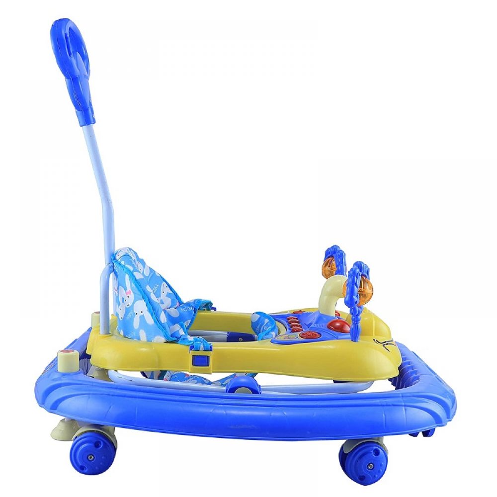 Baby Stopper Walker with Parental handle and Music -Mixed Colour