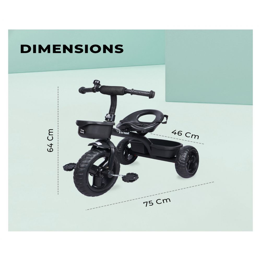 R for Rabbit Tiny Toes T10 Ace Tricycle - Black