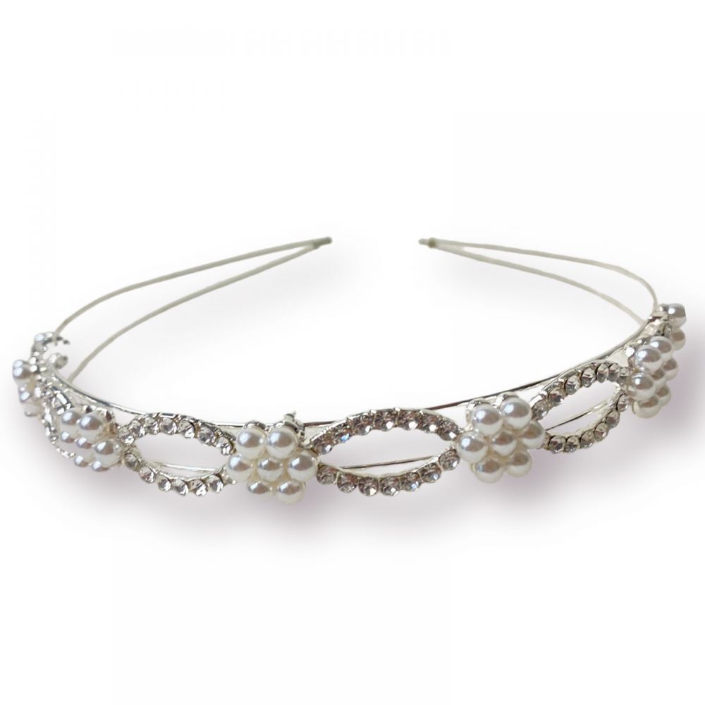 Pearly White Hairband Silver Finish