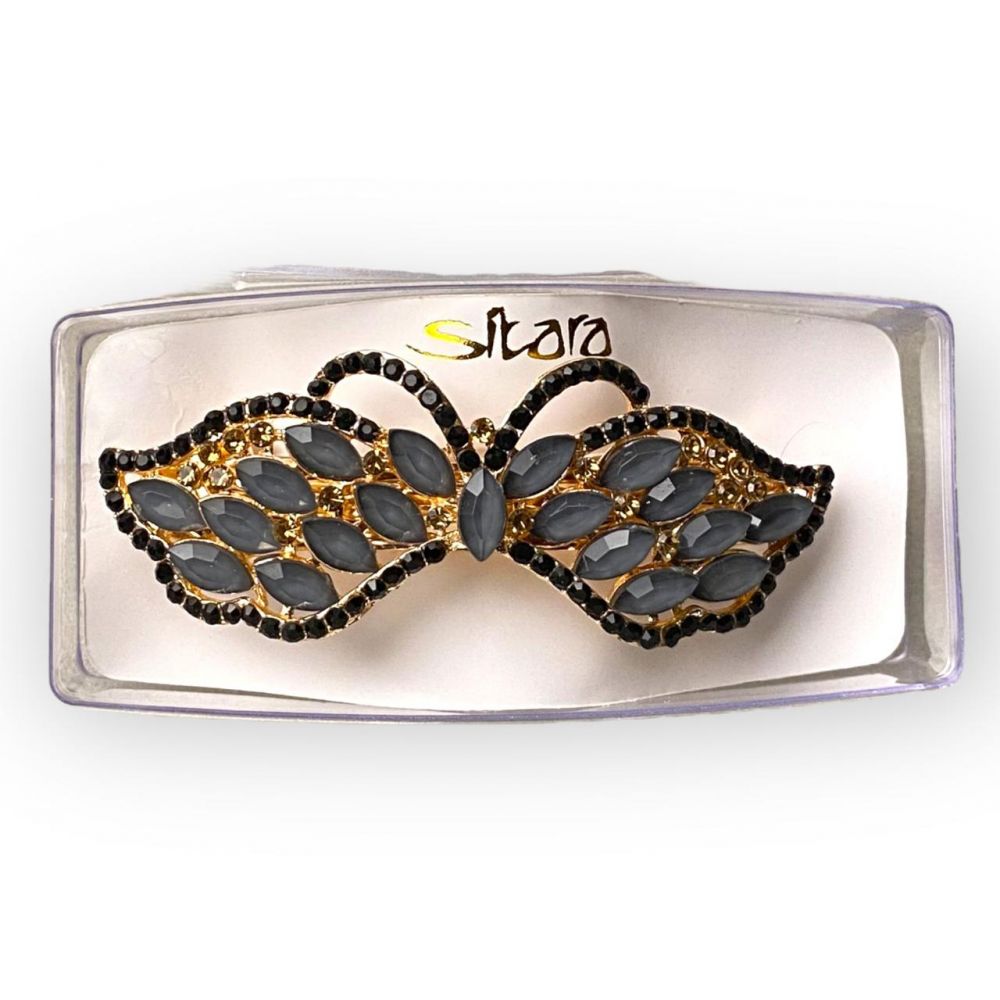 Butterflly Rhinestone Hair Clips Black Color