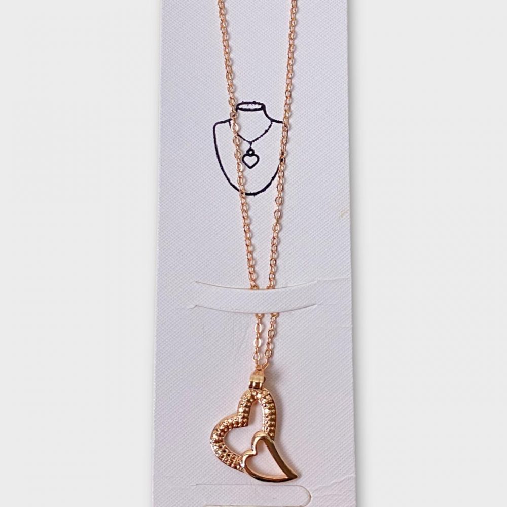 Heart Pendant Chain Necklace Rose Gold &Gold