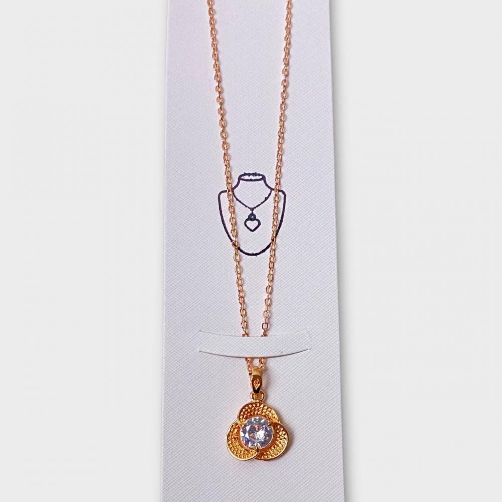 Metal Pendant Necklace Silver&Rose Gold