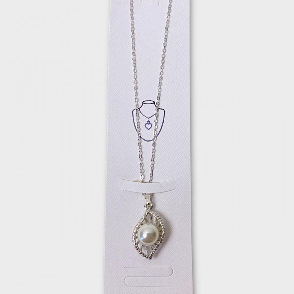 Pearl Pendant Necklace Gold &Silver Plated