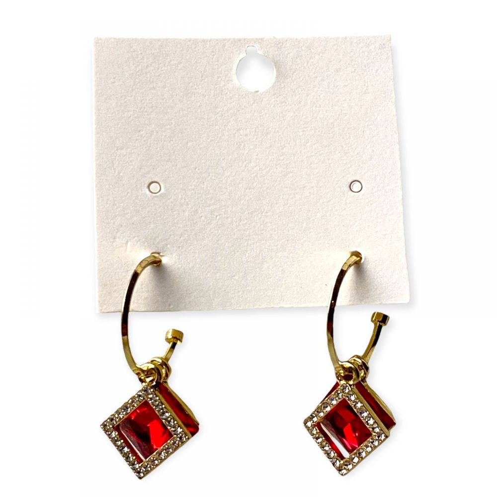 Sarah Geometric Red Enamel Dangle & Drop Earrings for Girls