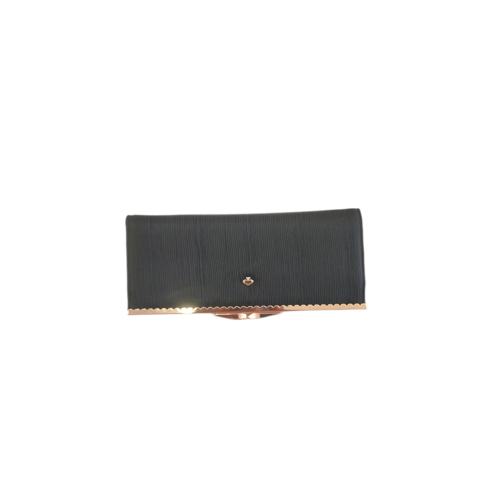 Ladies Plain Black Artificial Leather Wallets