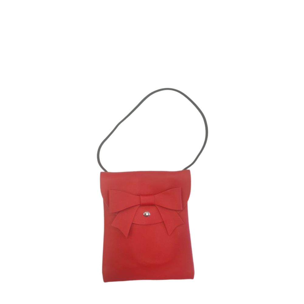 Bow Patched Ladies Bags Red Color