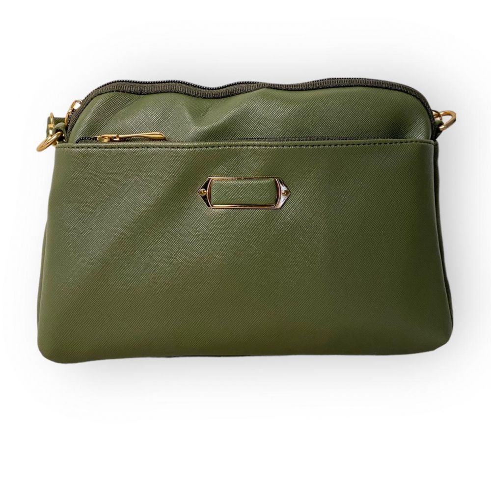 Leatherette green sling bag for women