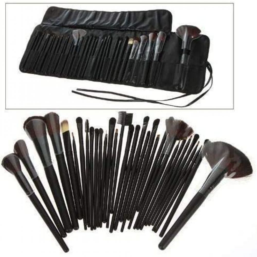 Cosmetic Makeup Eyeshadow Powder Soft Brush Brushes Set Tool Kit Bag Black 32pc