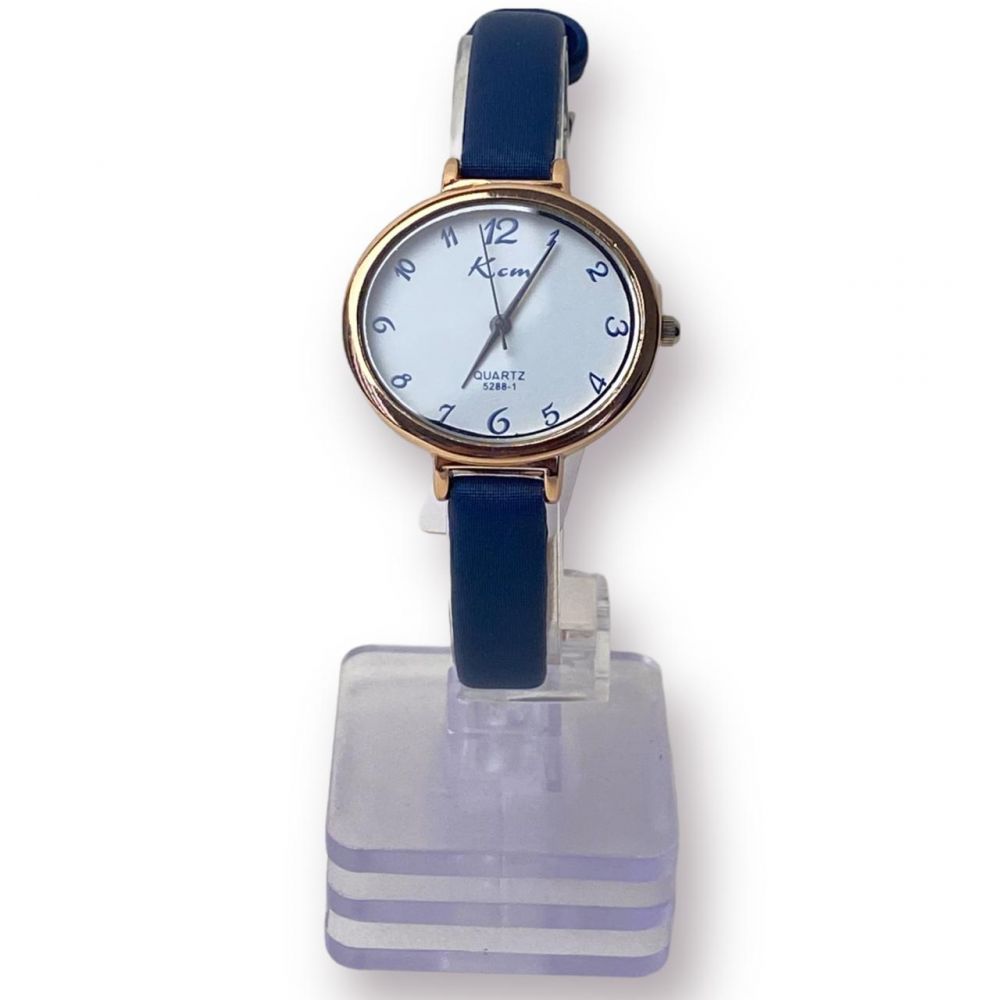 Analog Ladies Watch Blue Dial Leather Strap