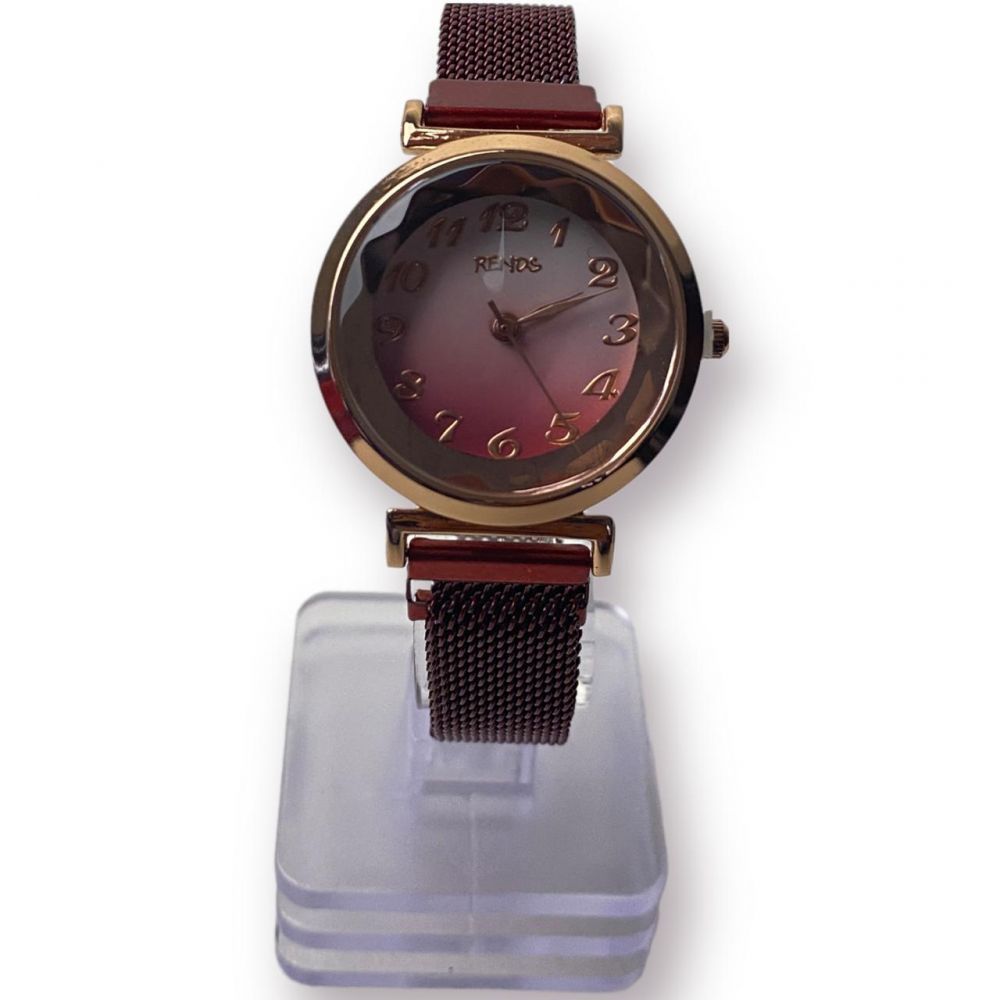 Magnetic Strap Luxury Queen Dial Red Analog Watch - For