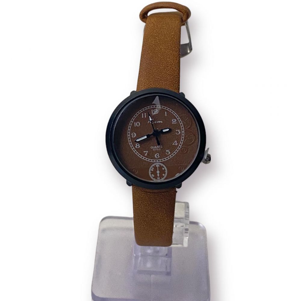 Analogue Watch Brown Patterned Dial & Leather Straps
