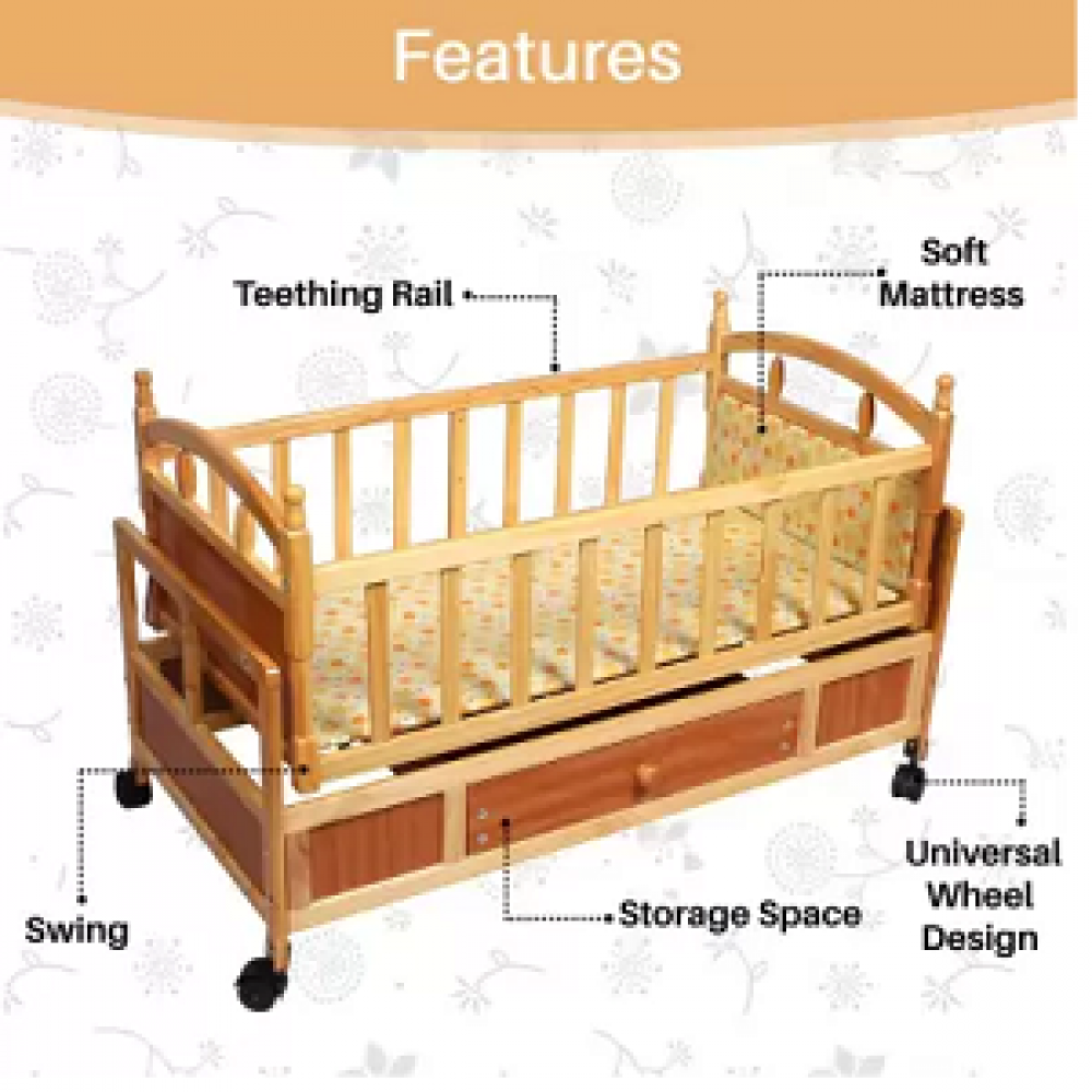 Baby wooden outlet cot with swing