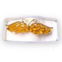 Butterfly Hair Clips Crystal Rhinestones Brown Color