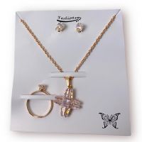 Stylish Crystal Cross Necklace Set