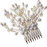 Floral Wedding Hair Pin, Bridal Hair Artificial Flowers Accessories for Women Pins (Pearl)