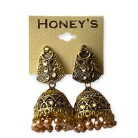 Rubans Oxidised Gold-Toned Jhumka Earrings Alloy Jhumki Earring