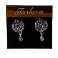 Fashion Rhodium Plated Stone EarringsFashion Rhodium Plated Stone Earrings