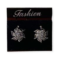 Flower Stud Earrings Silver Finish