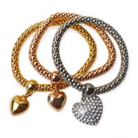 Gold Silver Rose Gold Plated Charm Bracelet for Women Stretch Crystal Multilayer Bracelet