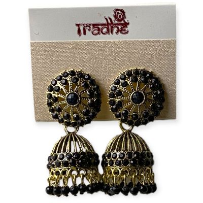 HANDMADE BLACK & RED FABRIC EARRINGS EVA - TELA NAARI – TelaNaari