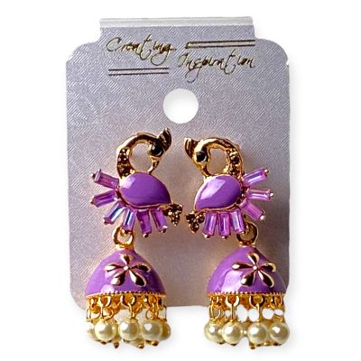 Buy Grand Silk Thread Jhumka Earrings Double Color for Womens Violet Color  Online at Lowest Price Ever in India | Check Reviews & Ratings - Shop The  World